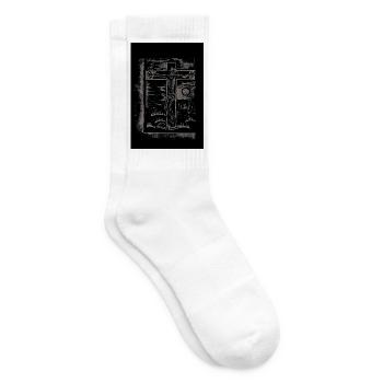 Expressionist_Crucifixion_Woodcut_Art - Tennissocken - Weiß - Rechts