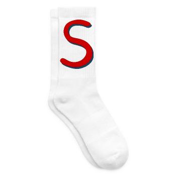Rotes S mit Schatten-Outline - Tennissocken - Weiß - Rechts
