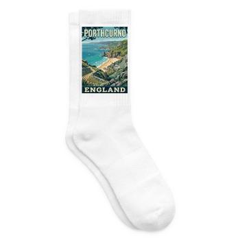 Erleben Sie die Cornwall-Küste von Porthcurno in England - Tennissocken - Weiß - Rechts