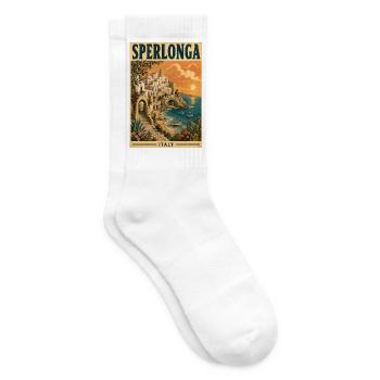 Erleben Sie die italienische Strandstadt Sperlonga, Italien - Tennissocken - Weiß - Rechts