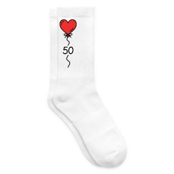 50 Geburtstag Herz Luftballon Damen T-Shirt - Tennissocken - Weiß - Rechts