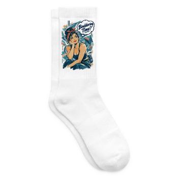 Retro Pin-Up Bouldering Time Klettern Design - Tennissocken - Weiß - Rechts