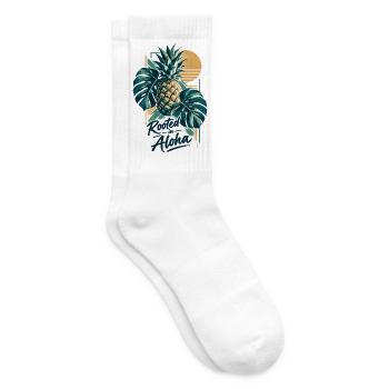 Minimalistische Monstera & Ananas: Aloha Vibe - Tennissocken - Weiß - Rechts