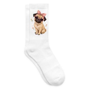 Mops Hund süßer Mops niedlicher Mops - Tennissocken - Weiß - Rechts
