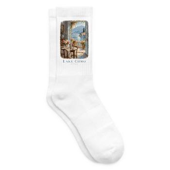 Der Comer See durch ein offenes Fenster - Tennissocken - Weiß - Rechts