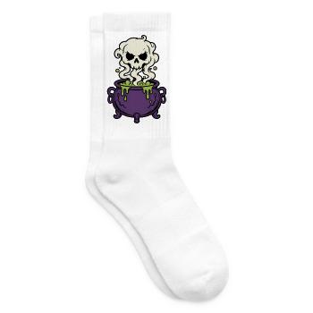 Hexenkessel Rauch Totenkopf Magic Gothic Shirt - Tennissocken - Weiß - Rechts