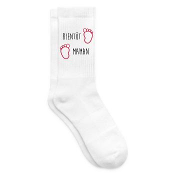 Bientôt Maman / Bébé / Naissance / Enceinte / Baby - Chaussettes de tennis - blanc - Droite