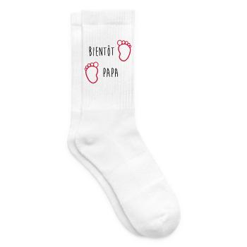 Bientôt Papa / Bébé / Naissance / Enceinte / Baby - Chaussettes de tennis - blanc - Droite