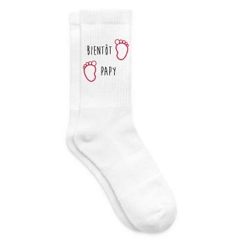 Bientôt Papy / Grand Pere / Naissance / Bébé - Chaussettes de tennis - blanc - Droite