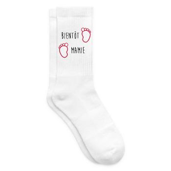 Bientôt Mamie - Mamy - Naissance - Bébé - Enfant - Chaussettes de tennis - blanc - Droite
