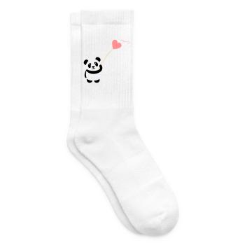 panda heart cute balloon bear big thick kusch - Tennis socks - white - Right