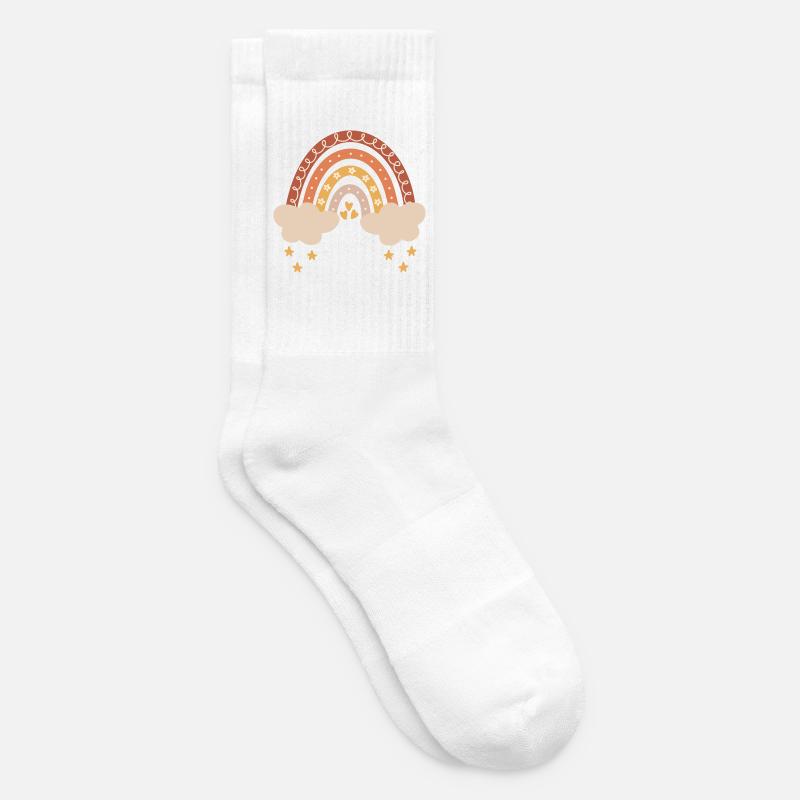 Boho Regenbogen Baby Junge Mädchen Geburt Geschenk - Tennissocken - Weiß