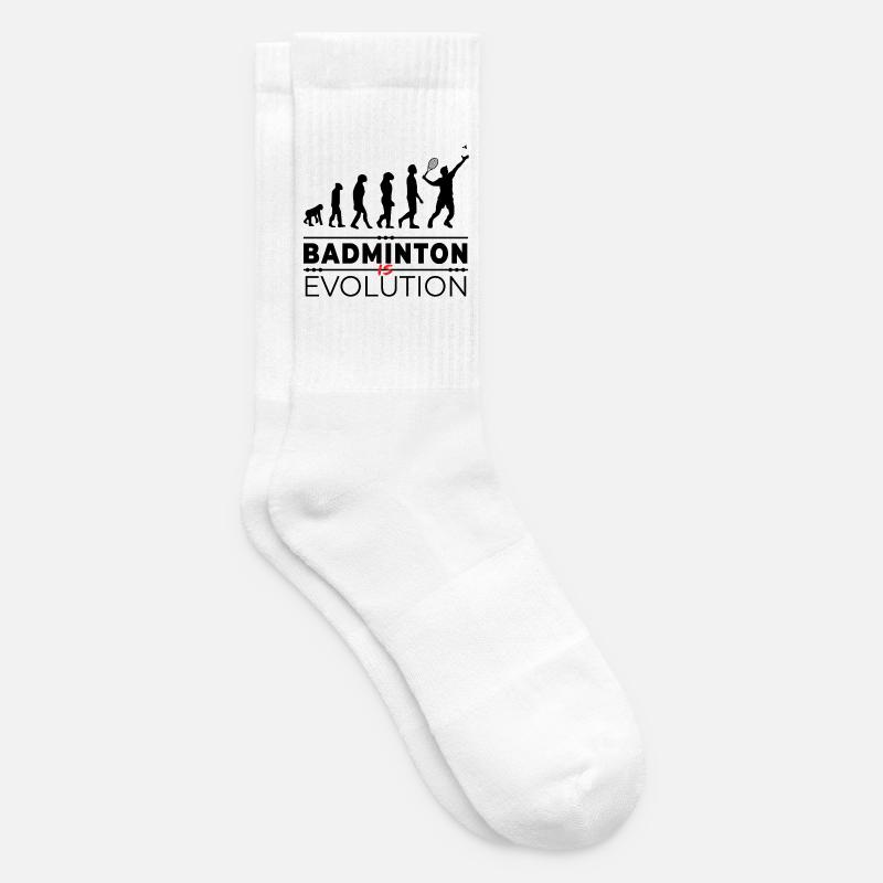 Badminton is evolution - Message Humour Parodie - Chaussettes de tennis - blanc