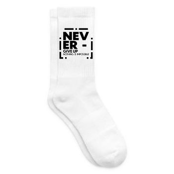 Never give up nothing is impossible - Tennis socks - white - Right