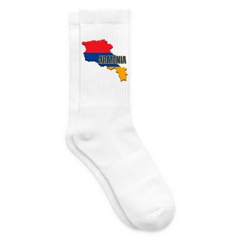 Drapeau de l’Arménie, Carte du drapeau de l’Arménie, Drapeau de l’Arménie - Chaussettes de tennis - blanc - Droite