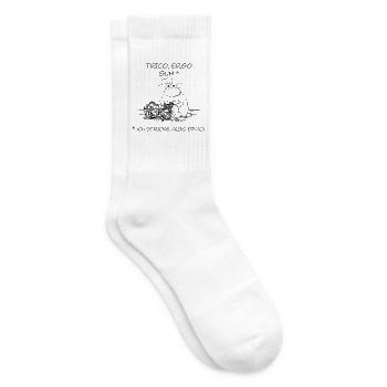 Trico ergo sum - Schaf-Motiv für Handarbeitsfans - Tennissocken - Weiß - Rechts