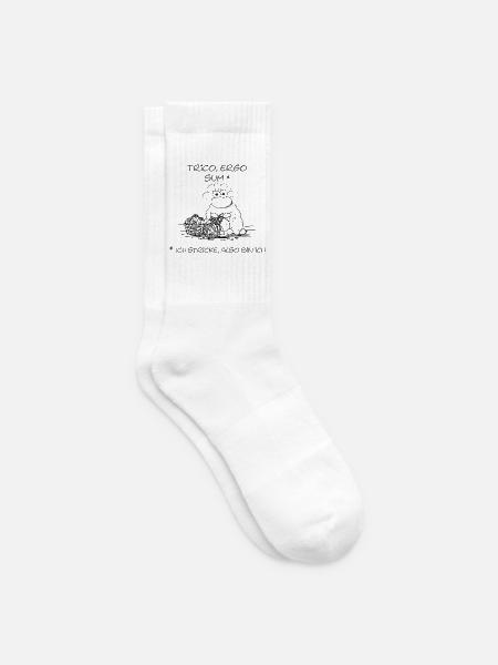 Trico ergo sum - Schaf-Motiv für Handarbeitsfans - Tennissocken - Weiß