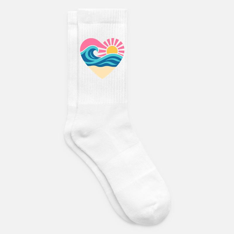 Summer Heart – Wave & Sunset - Tennis socks - white