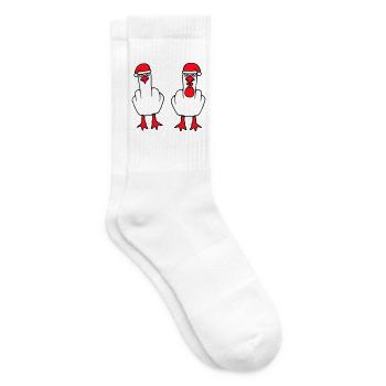 2 Möwen Mittelfinger Beleidigung Weihnachten Team - Tennissocken - Weiß - Rechts