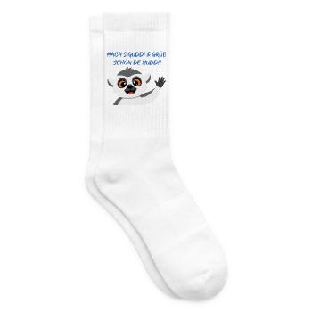 Lemur Grüßt Muddi Liebevoll - Tennissocken - Weiß - Rechts