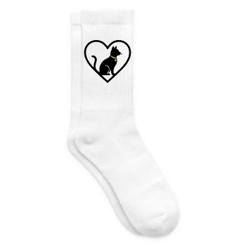 Cat Heart Silhouette Cute Pet Lover - Tennis socks - white - Right