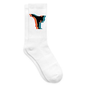 Retro Judo Karate Martial Arts Silhouette Gift - Tennis socks - white - Right