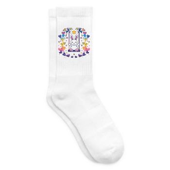 Fröhliches Bunny-Schaukel-Design - Tennissocken - Weiß - Rechts
