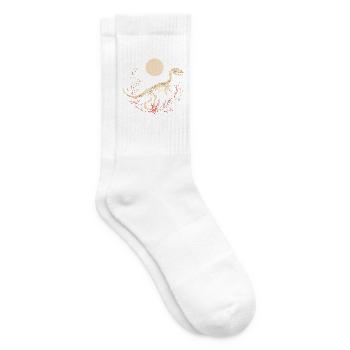 Squelette Bohème de T-Rex avec lune et lignes florales - Chaussettes de tennis - blanc - Droite