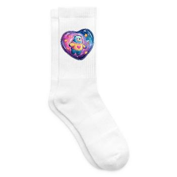 Heart Planet Bear in Spacesuit - Tennis socks - white - Right