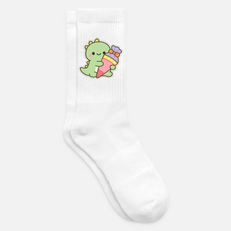 Schulkind Dino Einschulung Geschenk - Tennissocken - Weiß