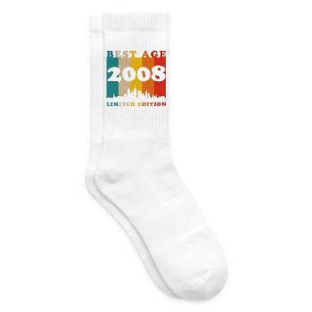2008 Vintage Rétro Cadeau d’anniversaire - Chaussettes de tennis - blanc - Droite