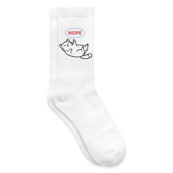 Laughing Cat Nope Middle Finger - Tennis socks - white - Right