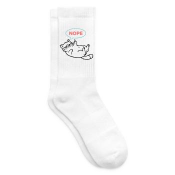 Katze Nope Sprechblase Farbig - Tennissocken - Weiß - Rechts