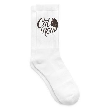 Cat Mom, Katzmama HerzTypografie  - Tennissocken - Weiß - Rechts