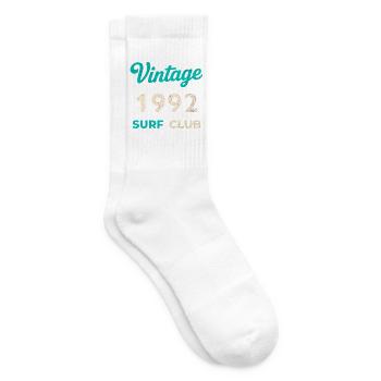 Vintage 1992 Surf Club Retro Birth Year Gift - Tennis socks - white - Right