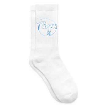 Gribouillis Portrait des Lignes Bleues - Chaussettes de tennis - blanc - Droite