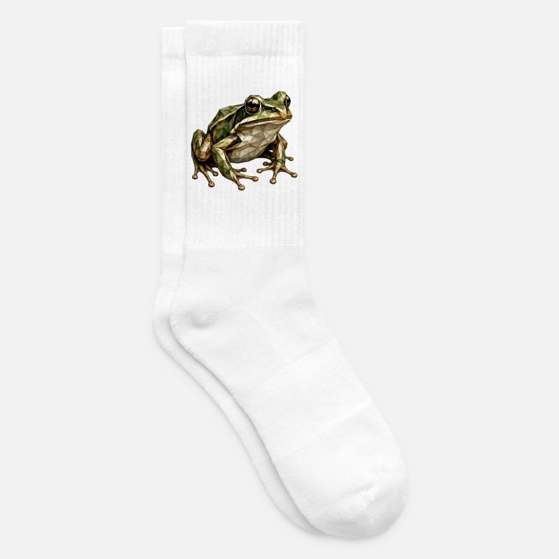 Geometric Frog Polygon Art - Tennis socks - white