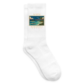 Fiji Mamanuca Vintage Travel Brand - Tennis socks - white - Right