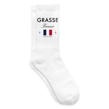 Grasse Frankreich Koordinaten Reise Souvenir - Tennissocken - Weiß - Rechts