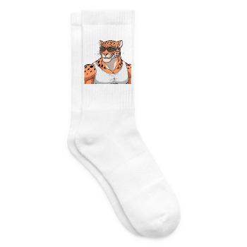 Léopard sportif avec lunettes - Chaussettes de tennis - blanc - Droite