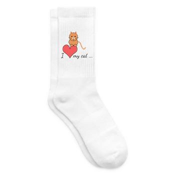 I love my cat... - Tennis socks - white - Right