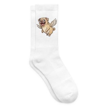 Funny Pug Angel with Wings Cartoon - Tennis socks - white - Right
