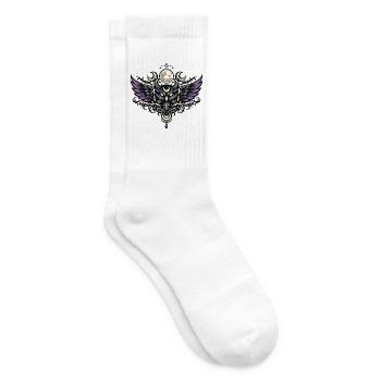 Moon Spirit Owl Emblem with Violet Crystal - Tennis socks - white - Right