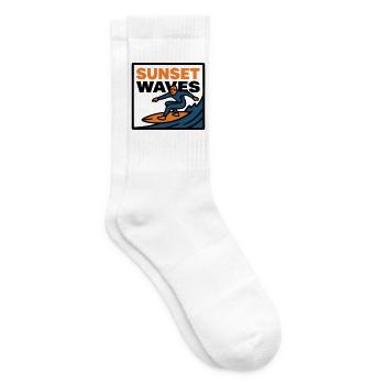 Sunset Waves Surf Wappen - Tennissocken - Weiß - Rechts