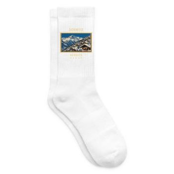 Schweiz Verbier Winter Vintage Reisemarke - Tennissocken - Weiß - Rechts
