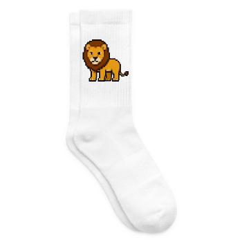 Pixel Löwe 8-Bit Portrait - Tennissocken - Weiß - Rechts