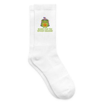 Kleiner Grusel Frosch mit Kürbis - Tennissocken - Weiß - Rechts
