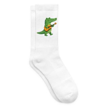 Süßes Krokodil Gitarre Musiker Kinder T-Shirt - Tennissocken - Weiß - Rechts