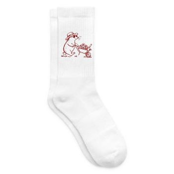 Garten Maulwurf mit Schubkarre – Vintage Line Art - Tennissocken - Weiß - Rechts