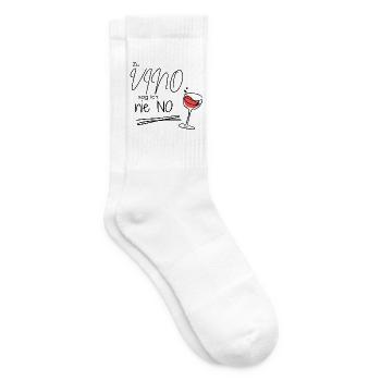 Zu Vino sag ich nie No – Lustiger Weinspruch - Tennissocken - Weiß - Rechts